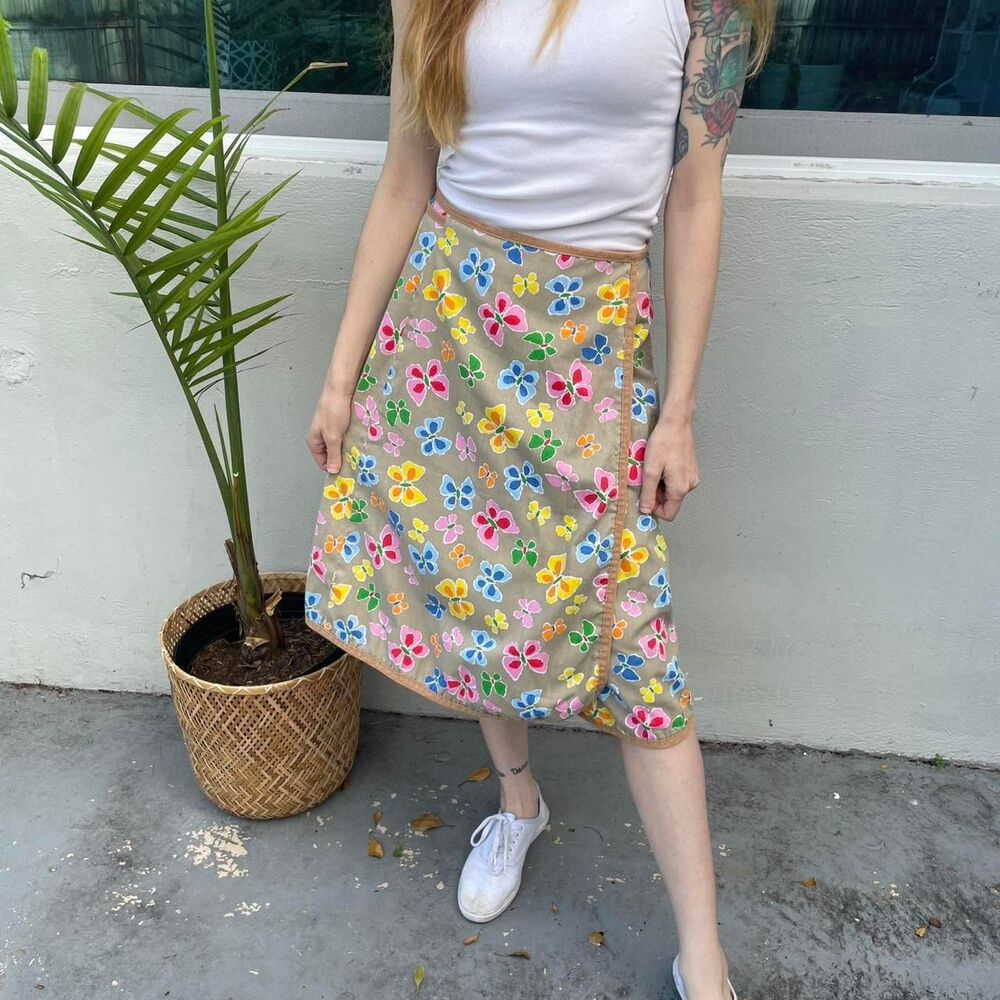 Handmade Floral A-Line Wrap Skirt